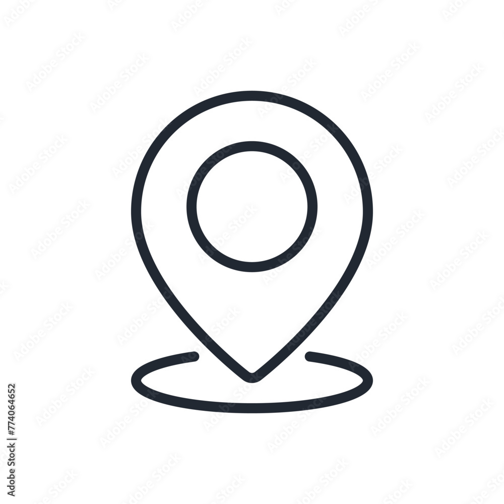 Map pin or pointer editable stroke outline icon isolated on white background flat vector illustration. Pixel perfect. 64 x 64. Map pin or pointer editable stroke outline icon isolated on white background flat vector illustration. Pixel perfect. 64 x 64.