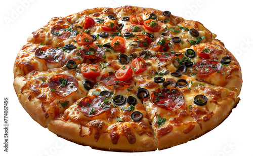 Regina Style Pizza isolated on transparent background. Ai generated PNG