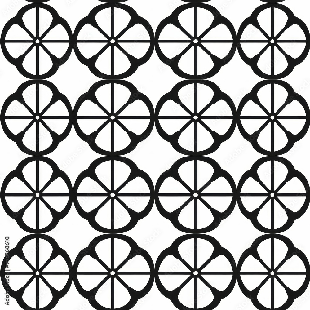 Naklejka premium Seamless Black and White Pattern with Simple Shapes