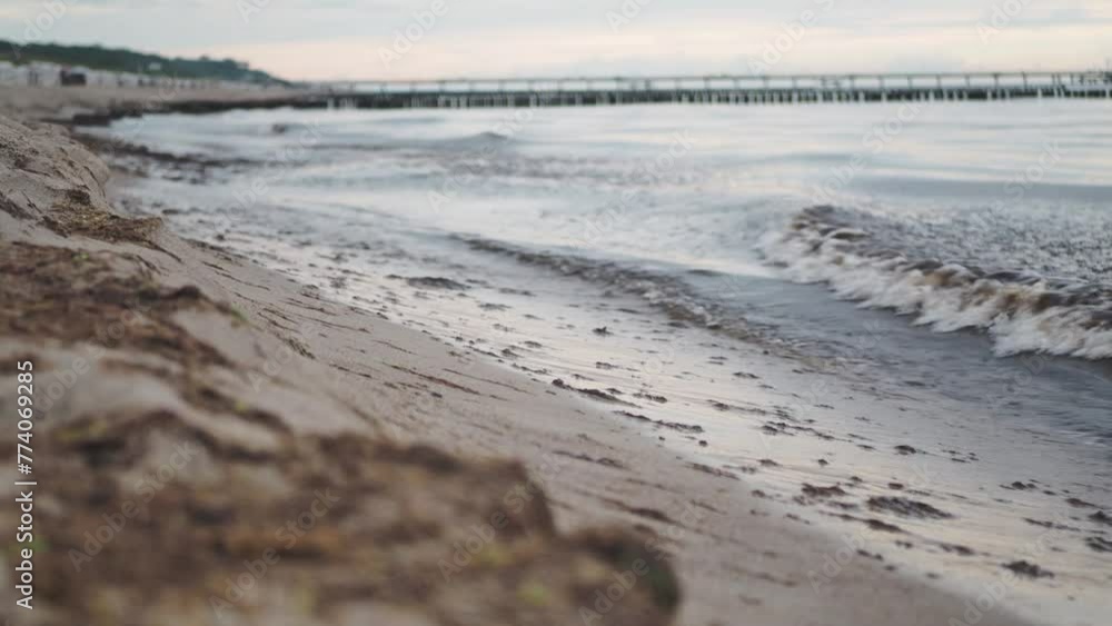 Sea beach Germany Baltic waves, pier, sunset, summer, nature, cinematic Sea beach Germany Baltic waves, pier, sunset, summer, nature, cinematic