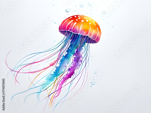 Colorful jellyfish illustration painting pattern wallpaper