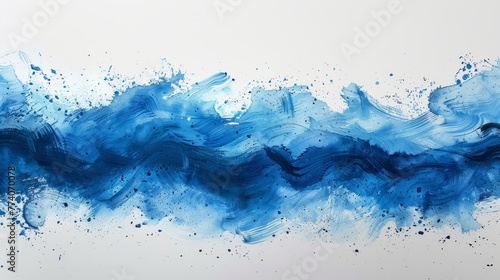 Modern illustration of a watercolor paint stroke background in blue