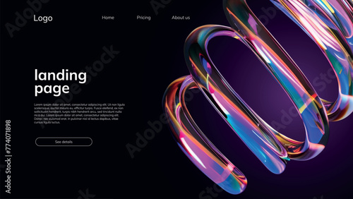 Dynamic Holographic Swirl: Modern Landing Page Template