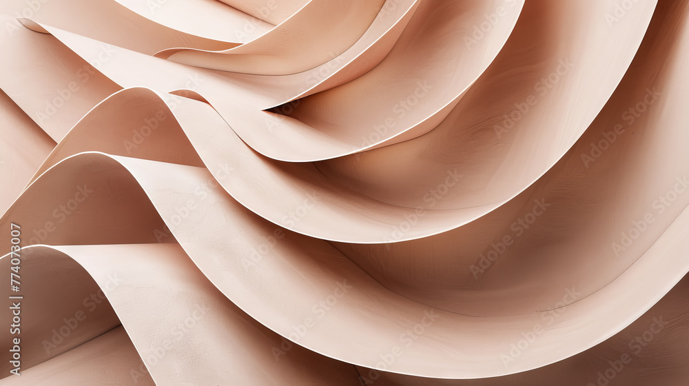 Abstract Peach-Toned Paper Waves Background