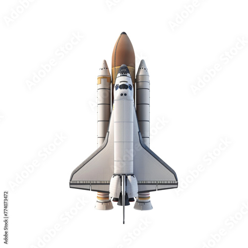 Space Shuttle on Launchpad Isolated on White