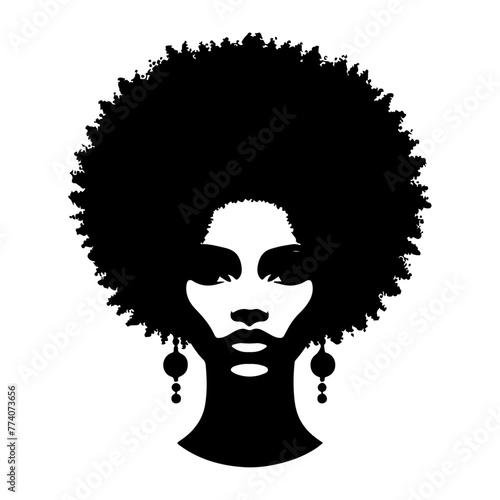 a african woman face vector silhouette hair style, vector black color silhouette, white background 2