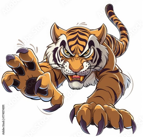 KS Tiger mascot cartoon vector illustration on awhite. © กิตติพัฒน์ สมนาศักดิ