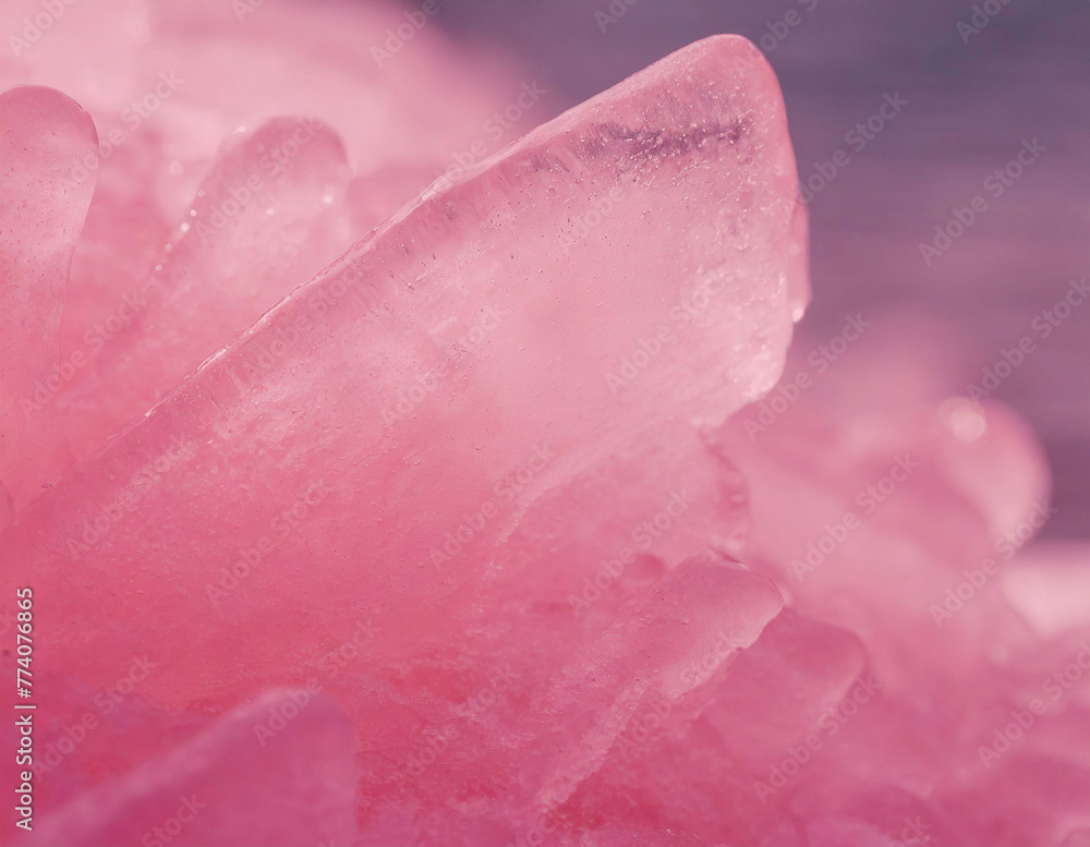 Fotografie Closeup Pinkish Red Ice as Background AI