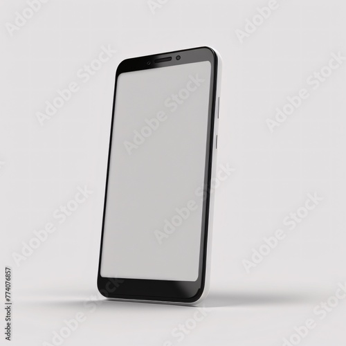 Smartphone mockup with blank screen isolated on white background. 3d rendering