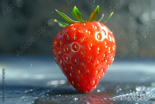 The close-up shot showcased the dewy freshness of the strawberry