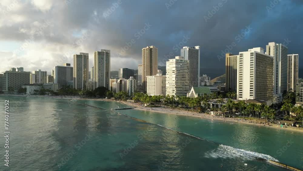 Aerial view of the buildings in Hawaii island with the sun shining bright Aerial view of the buildings in Hawaii island with the sun shining bright
