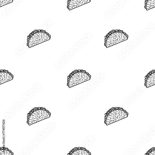 Vector hand drawn taco seamless pattern