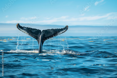 humpback whale tail in the ocean