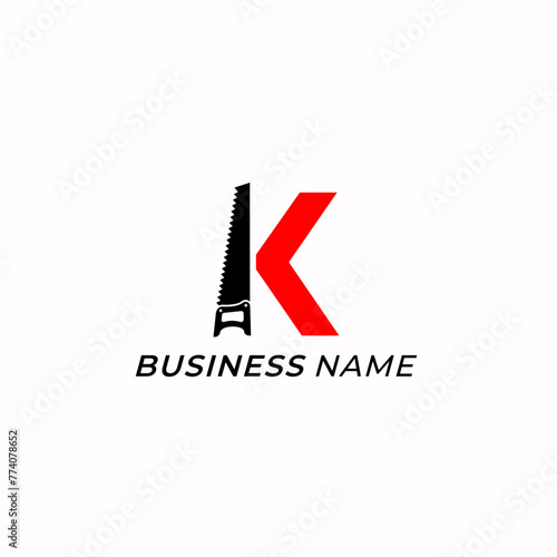 design logo combine letter K and handsaw