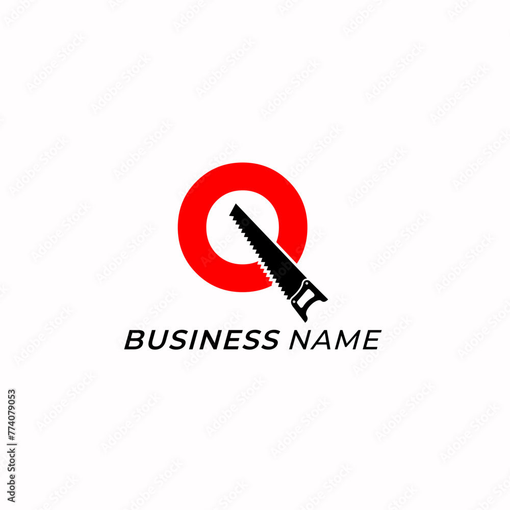 Fotografie design logo creative letter Q and handsaw