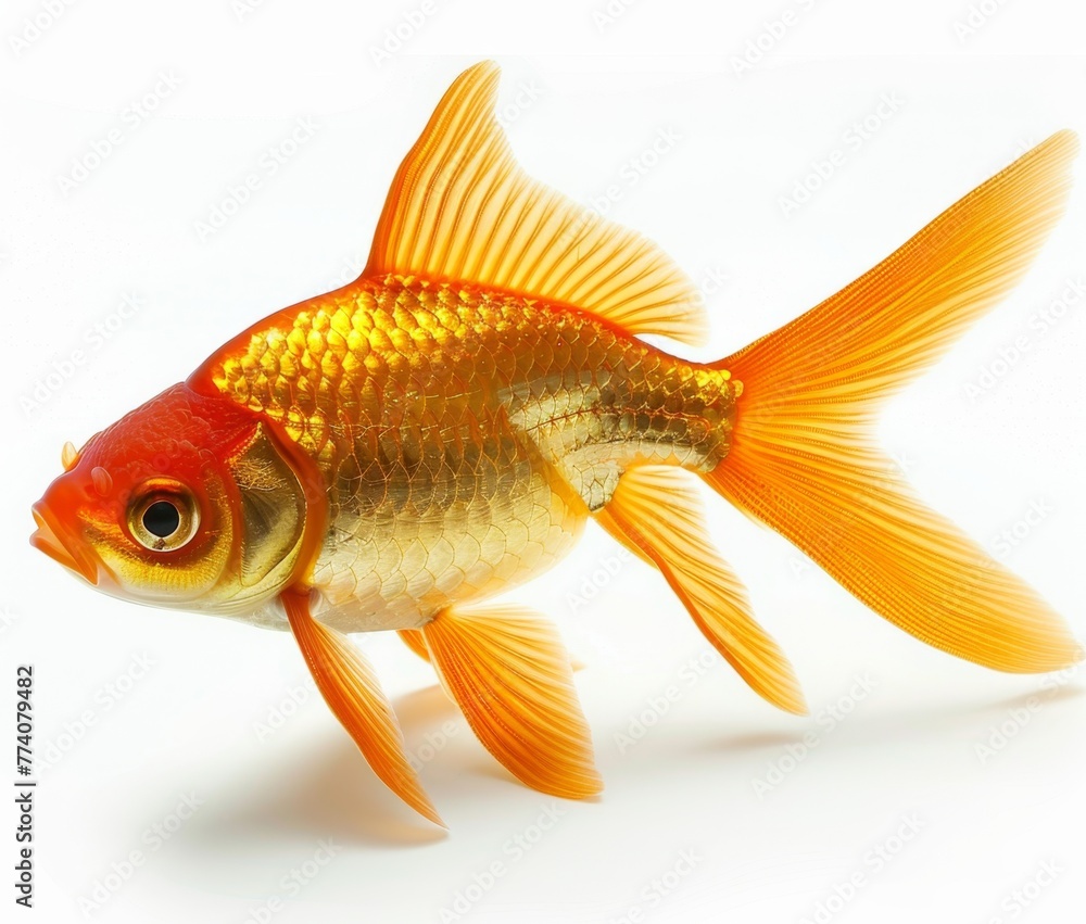 KS Photo of Golden goldfish on white background isolated. KS Photo of Golden goldfish on white background isolated.