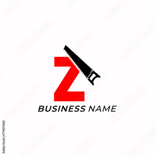 design logo creative letter Z and handsaw