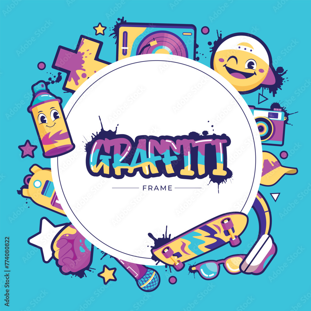 Obraz premium Hand drawn graffiti elements frame