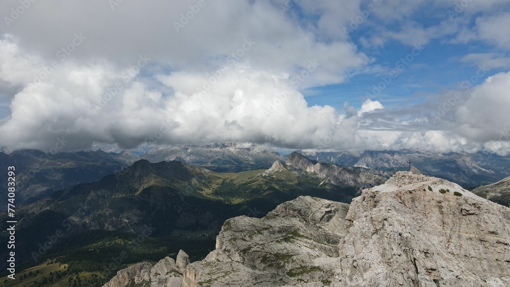 Aerial view of the mountain peaks of the Dolomites in Italy Aerial view of the mountain peaks of the Dolomites in Italy