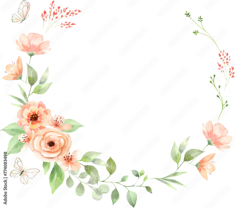 Peachy watercolor Wreath. Peachy watercolor Wreath.