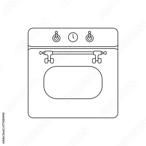 Oven linear vector icon. Microwave logo icon. Kitchen oven vector symbol. Electric oven vector icon. Homemade baking vector concept.