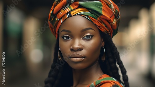 black girl from africa wearing reggae cloth photo