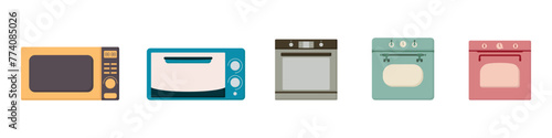 Oven vector icon set. Microwave logo icon. Kitchen oven vector symbol. Electric oven vector icon. Homemade baking vector concept.