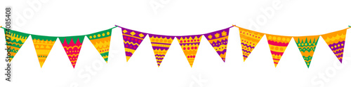 Colorful Mexican garland seamless border flat illustration