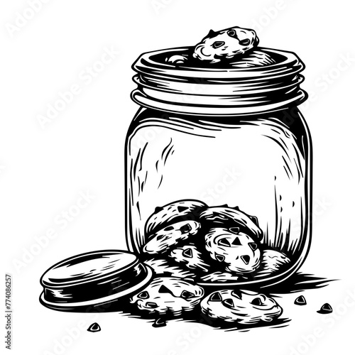 Monochrome Cookie Jar Illustration Vector
