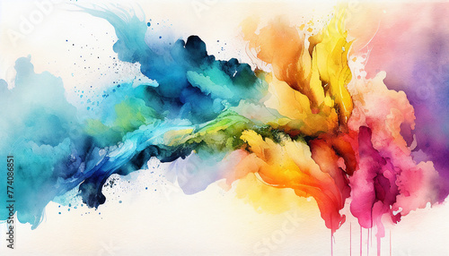 Bright colorful watercolor paint background texture. Colorful gradient watercolor design background texture isoleted. Ai generated photo