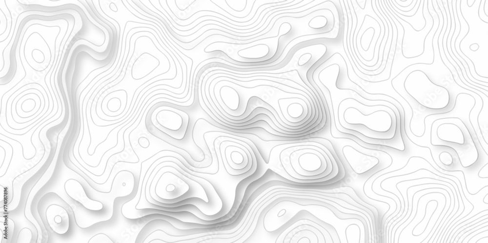 	
Vector geography landscape Topo contour map on white background, Topographic contour lines. Seamless pattern with lines Topographic map. Geographic mountain relief diagram line wave carve pattern.