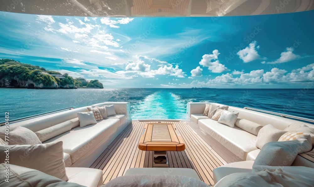 Fototapeta premium Enjoying a beautiful day on a luxury yacht