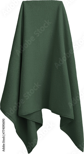 Hanging green towel PNG mockup