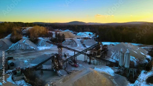 Aerial footage of a construction process in a mountainous area in Milford, New Hampshire photo