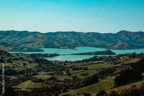 Akaroa town from top view