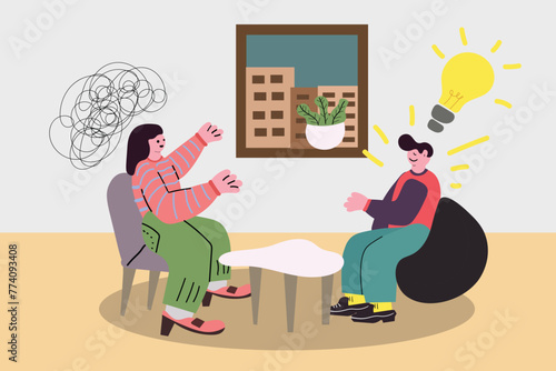illustration of two people chatting in flat vector