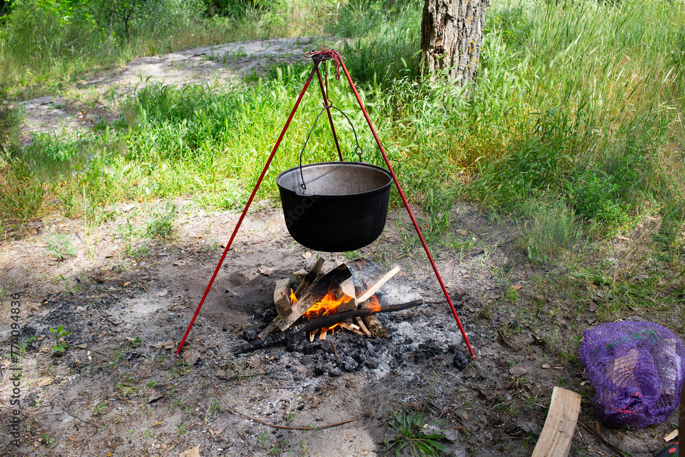 Cooking while camping. Cooking while camping.