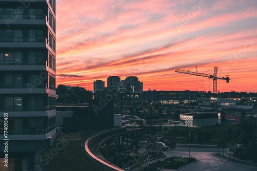 Photography Scenic view of the beautiful cityscape of Toronto during a mesmerizing sunset