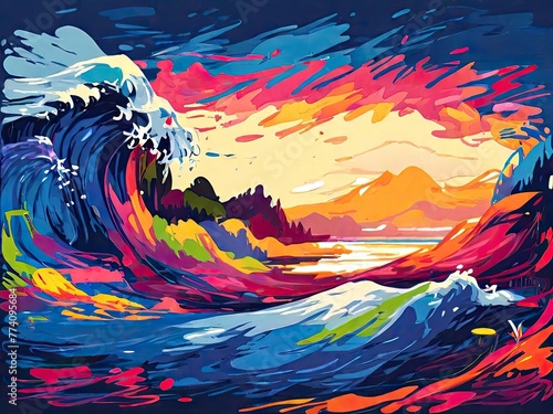 drawing abstract wave background