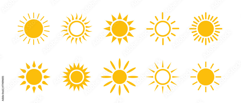 Sun icons collection. Sunshine vector sign. Vector illustration Sun icons collection. Sunshine vector sign. Vector illustration