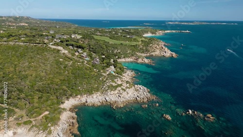 Beautiful drone view of the Cala Sciumara beach in Corsica, France photo