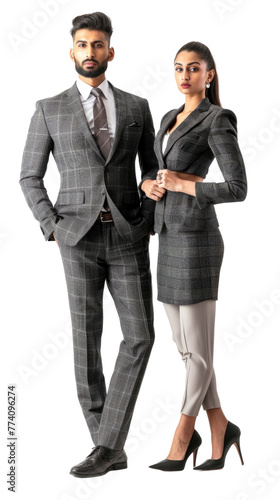 Indian business man and woman transparent background