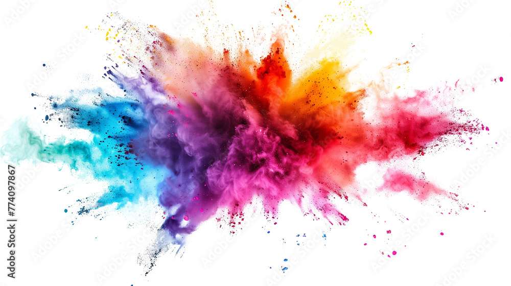 Colorful rainbow powder explosion. Generative AI - obrazy, fototapety, plakaty 