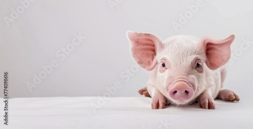 KS Cute pig isolated on white background photo studio.