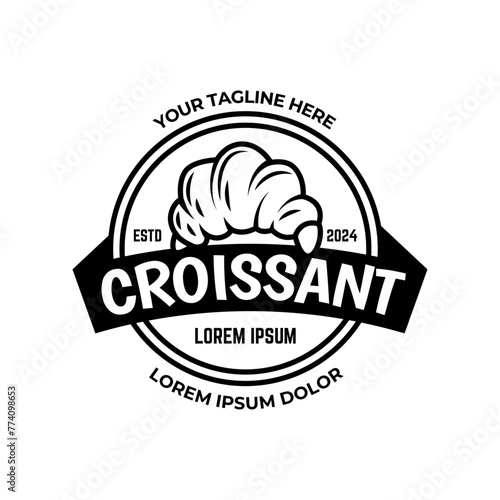 Vector illustration of a bakery shop logo icon, with home made croissant