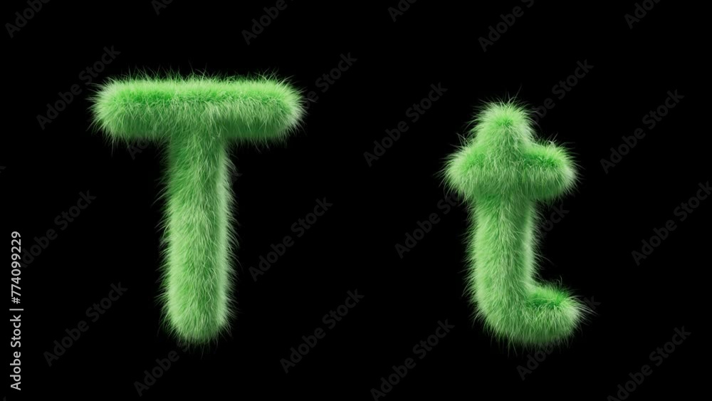 3D animation of a uppercase and lowercase grassy letter T. Sign in the style of field grass. The file contains an Alpha Channel. ProRes4 RGBA 3D animation of a uppercase and lowercase grassy letter T. Sign in the style of field grass. The file contains an Alpha Channel. ProRes4 RGBA