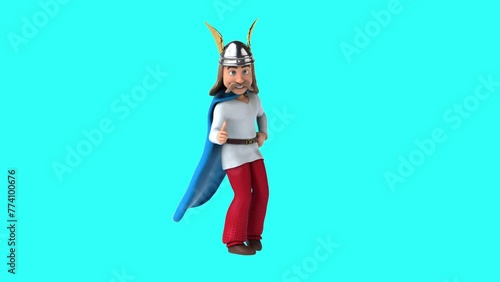 Fun 3D cartoon gaul with thumbs up and down (with alpha channel included) photo