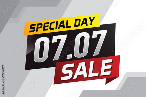 7.7 Special day sale word concept vector illustration with ribbon and 3d style for use landing page, template, ui, web, mobile app, poster, banner, flyer, background, gift card, coupon


