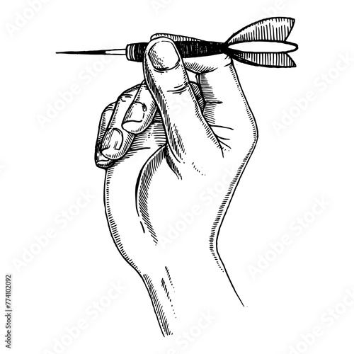 Cuadro en lienzo Hand with dart engraving PNG illustration