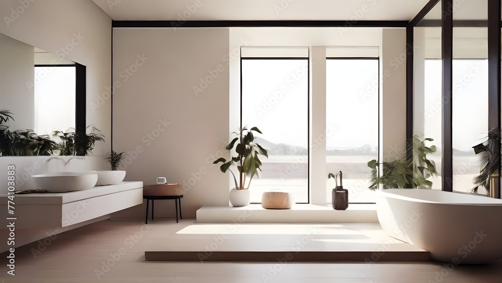 minimal room white color tone AI generative minimal room white color tone AI generative